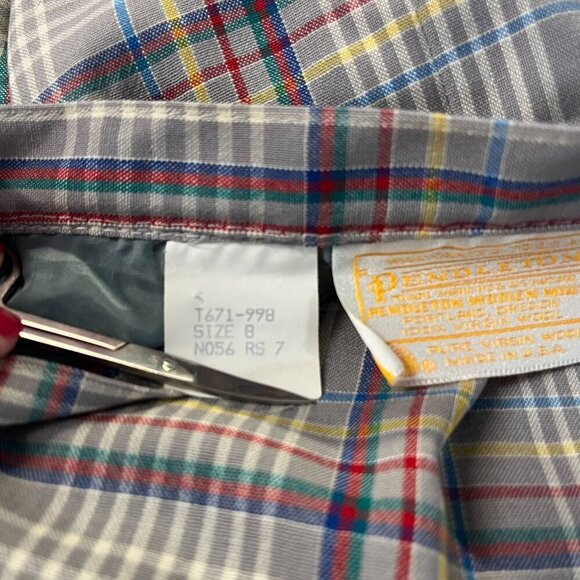 Pendleton Vintage  90s Plaid Academia Secretarial Skirt Pleated Front Size Small - Picture 5 of 8